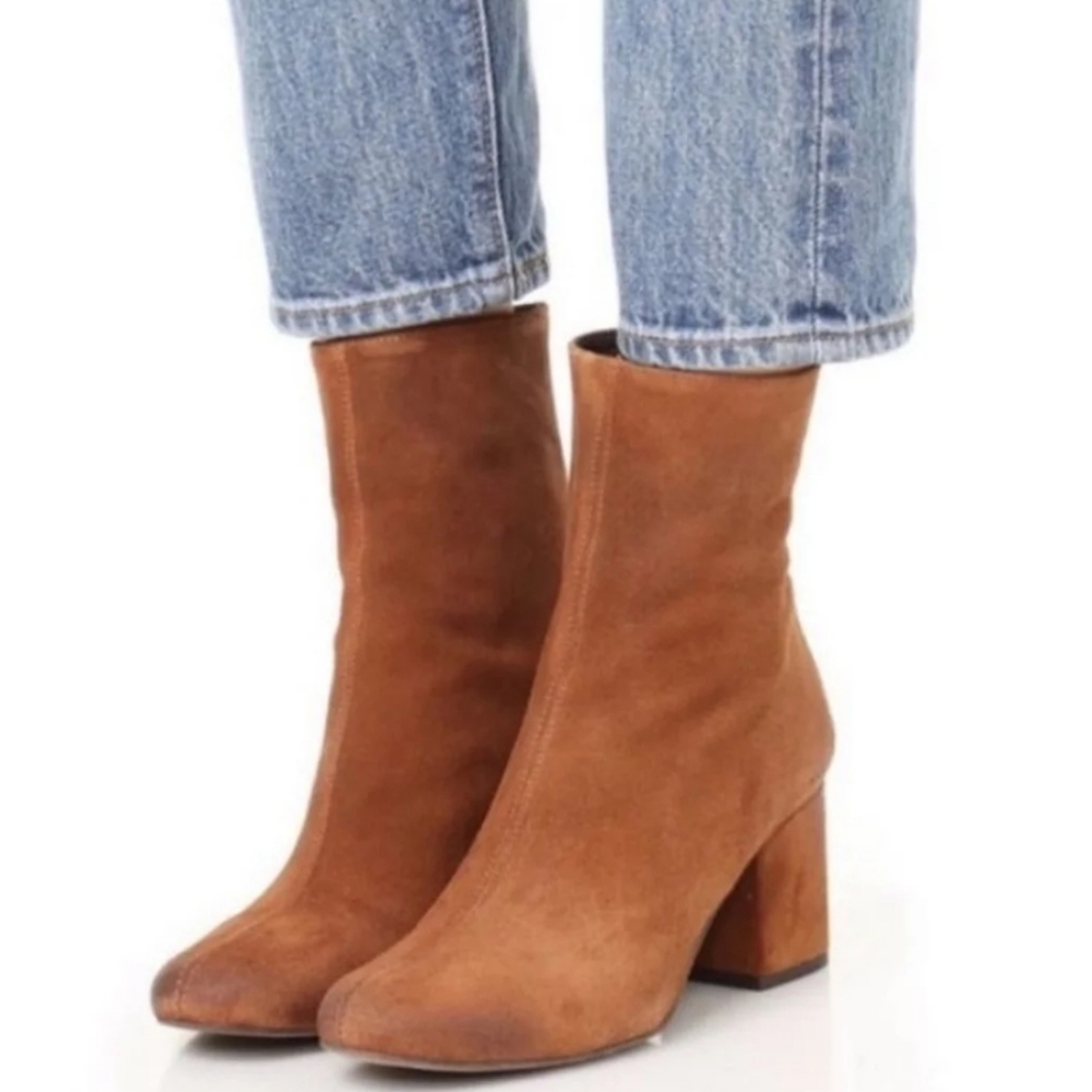 NWT Free People Brown Suede Chunky Heel Boots